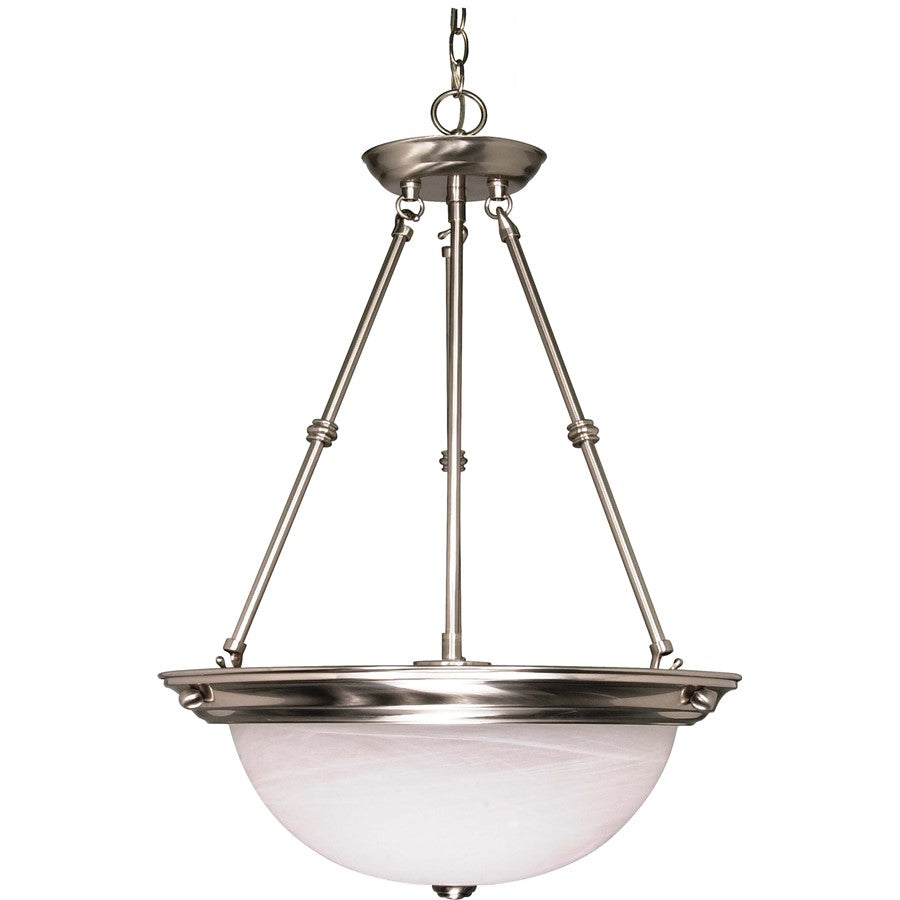 Nuvo Lighting 60-204 20in 3-Light Pendant | Brushed Nickel and Alabaster Glass | Kitchen Island & Dining Room | 20 x 20 x 27.75 in | Model 60-204