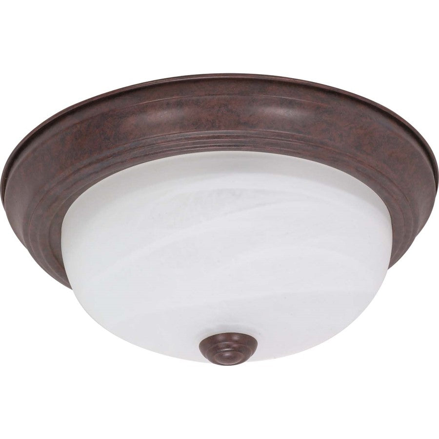 Nuvo Lighting 2-Light 11in Flush Mount | Traditional Old Bronze and Alabaster Glass | Hallway & Bathroom Ceiling Light | 11.375 x 4.875 in | Model 60-205
