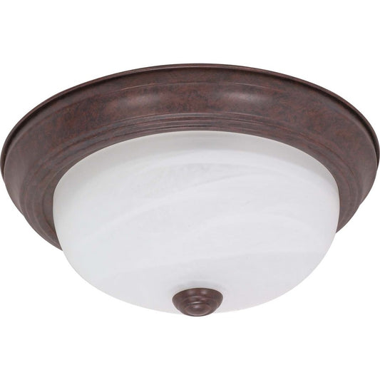 Nuvo Lighting 2-Light 11in Flush Mount | Traditional Old Bronze and Alabaster Glass | Hallway & Bathroom Ceiling Light | 11.375 x 4.875 in | Model 60-205