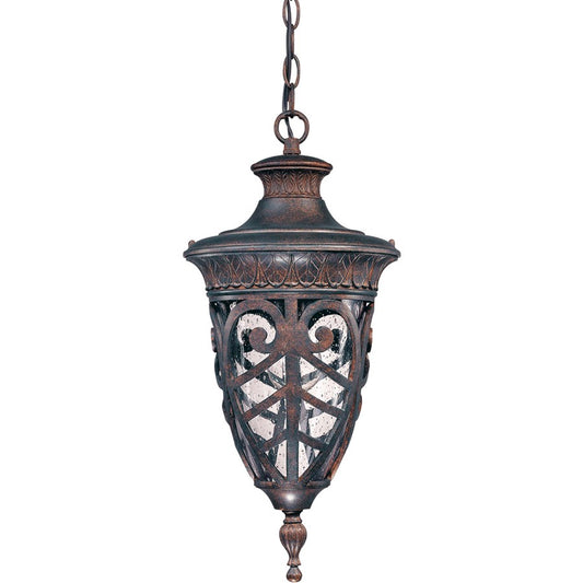 Nuvo Lighting Aston 1-Light Outdoor Hanging Lantern | Dark Plum Bronze and Clear Seeded Glass | Covered Porch & Entryway | 9.5 x 21 in | Model 60-2058