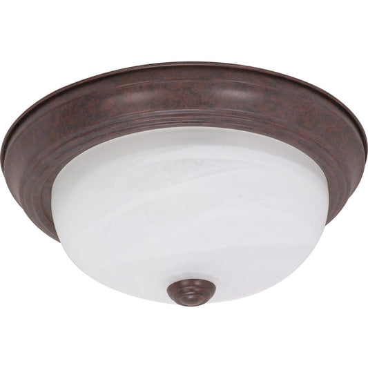 Nuvo Lighting 2-Light 13in Flush Mount | Traditional Old Bronze and Alabaster Glass | Hallway & Bathroom Ceiling Light | 13 x 13 x 5.4 in | Model 60-206