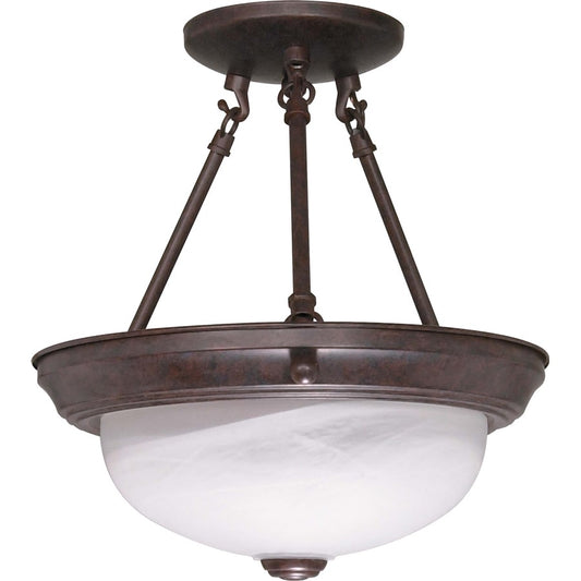 Nuvo Lighting 2-Light 11in Semi-Flush Mount | Traditional Old Bronze and Alabaster Glass | Hallway & Entryway Ceiling Light | 11.375 x | Model 60-208