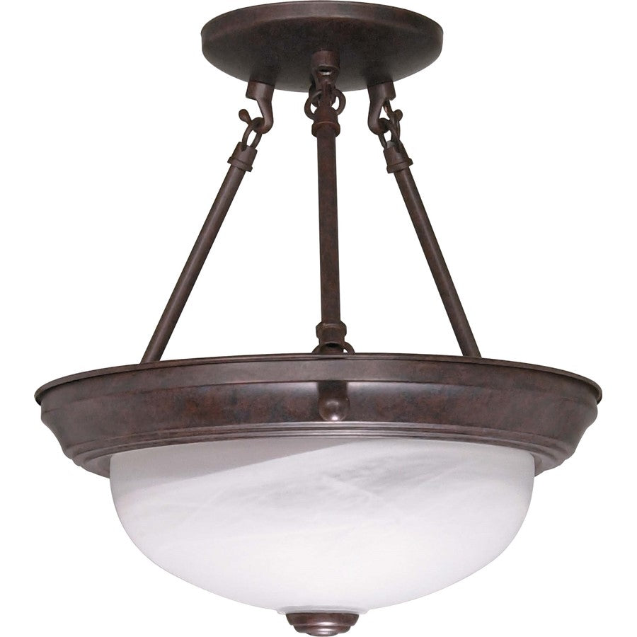 Nuvo Lighting 2-Light 11in Semi-Flush Mount | Traditional Old Bronze and Alabaster Glass | Hallway & Entryway Ceiling Light | 11.375 x | Model 60-208