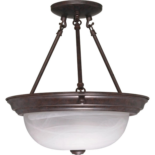 Nuvo Lighting 13in 2-Light Semi-Flush Mount | Traditional Old Bronze and Alabaster Glass | Hallway & Bedroom Ceiling Light | 13.25 x 13.25 | Model 60-209