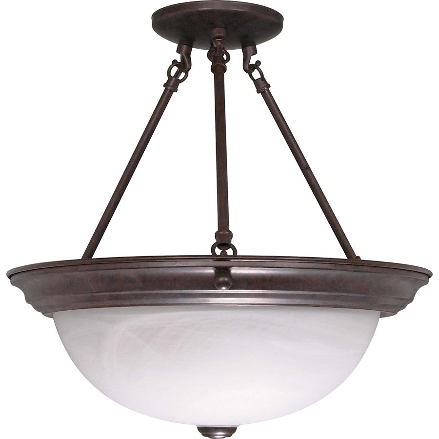 Nuvo Lighting 3-Light 15in Semi-Flush Mount | Traditional Old Bronze and Alabaster Glass | Entryway & Hallway Ceiling Light | 15.25 x 15.5 | Model 60-210