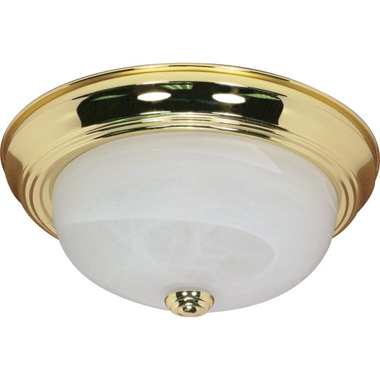 Nuvo Lighting 11in 2-Light Flush Mount | Traditional Polished Brass and Alabaster Glass | Bathroom & Hallway Ceiling Light | 11.375 x | Model 60-213