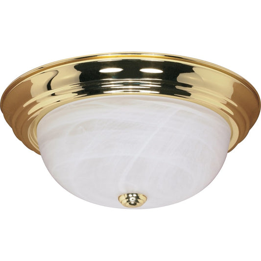 Nuvo Lighting 3-Light 15in Flush Mount | Traditional Polished Brass and Alabaster Glass | Bathroom & Hallway Ceiling Light | 15.25 x 6 in | Model 60-215