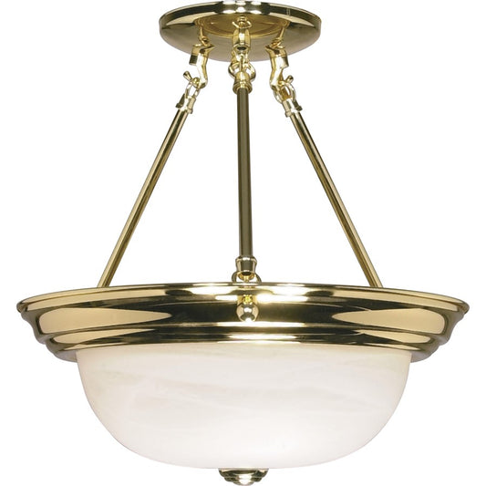Nuvo Lighting 60-217 13in 2-Light Semi-Flush Mount | Traditional Polished Brass and Alabaster Glass | Hallway & Entryway Ceiling Light | Model 60-217