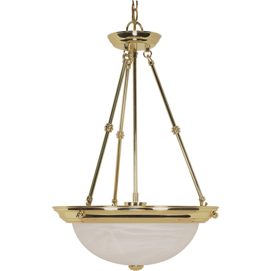 Nuvo Lighting 60-219 15in 3-Light Pendant | Traditional Polished Brass and Alabaster Glass | Kitchen Island & Dining Room | 15 x 15 x 23 in | Model 60-219