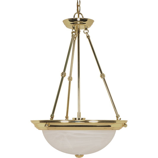 Nuvo Lighting 60-219 15in 3-Light Pendant | Traditional Polished Brass and Alabaster Glass | Kitchen Island & Dining Room | 15 x 15 x 23 in | Model 60-219