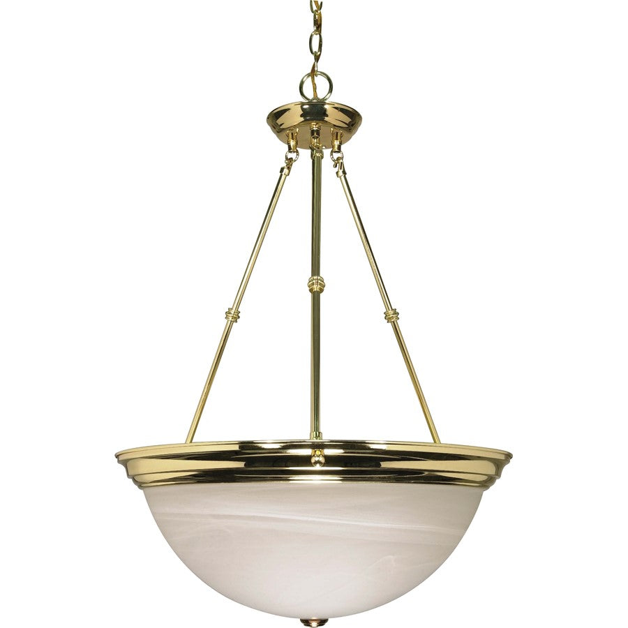 Nuvo Lighting 60-220 20in 3-Light Pendant | Traditional Polished Brass and Alabaster Glass | Kitchen Island & Dining Room | 20 x 20 x 27.75 | Model 60-220