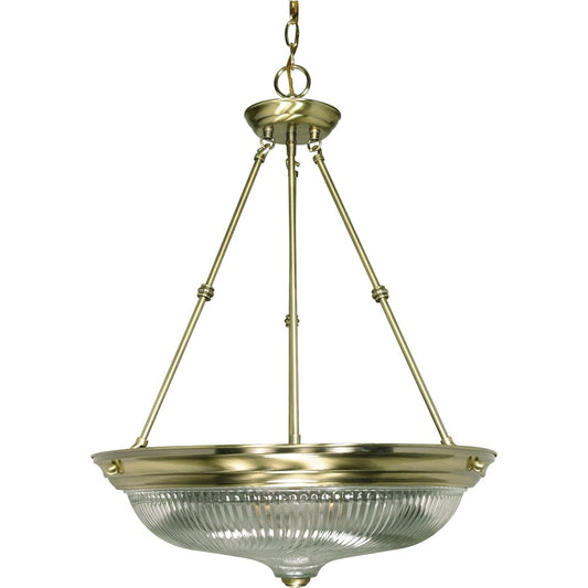 Nuvo Lighting 60-236 20in 3-Light Pendant | Antique Brass and Clear Swirl Glass | Kitchen Island & Dining Room | 15 x 15 x 23 in | Model 60-236