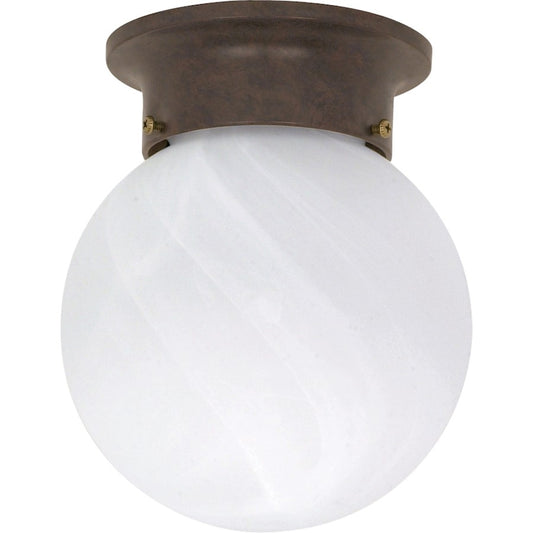 Nuvo Lighting 60-259 6in 1-Light Flush Mount | Utility Old Bronze and Alabaster Glass | Hallway & Bathroom | 6 x 6 x 7.25 in | Model 60-259