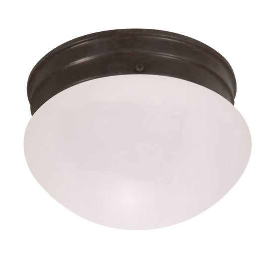 Nuvo Lighting 6in 1-Light Flush Mount | Utility Mahogany Bronze and Frosted Glass | Hallway & Bathroom | 6 x 6 x 5 in | Model 60-2641