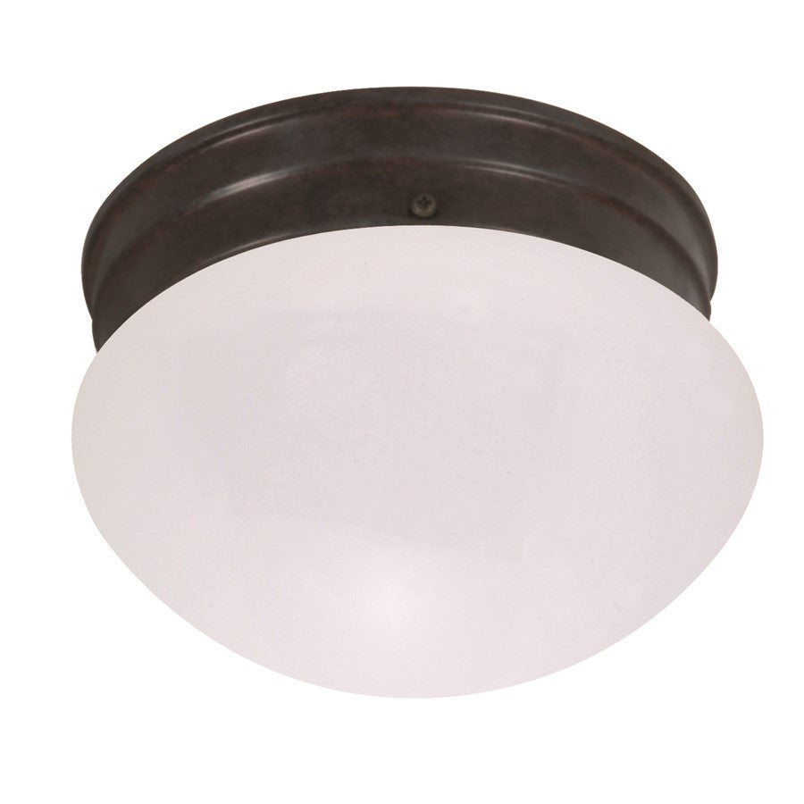 Nuvo Lighting 6in 1-Light Flush Mount | Utility Mahogany Bronze and Frosted Glass | Hallway & Bathroom | 6 x 6 x 5 in | Model 60-2641