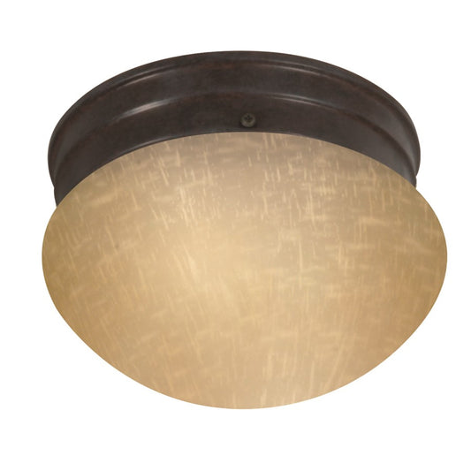 Nuvo 6in 1-Light Flush Mount | Utility Mahogany Bronze and Champagne Linen Glass | Hallway & Bathroom | 6 x 5 in | Model 60-2642