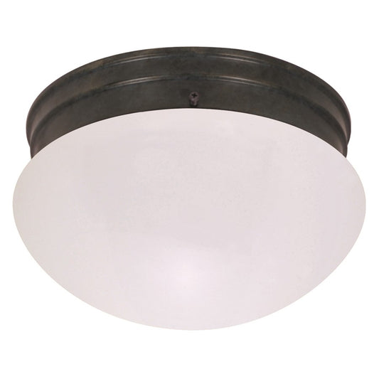 Nuvo Lighting 8in 2-Light Flush Mount | Utility Mahogany Bronze and Frosted Glass | Hallway & Bathroom | 8 x 8 x 7.5 in | Model 60-2643