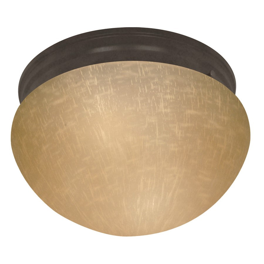 Nuvo Lighting 60-2646 10in 2-Light Flush Mount | Utility Mahogany Bronze and Champagne Linen Glass | Bathroom & Hallway | 10 x 10 x 5 in | Model 60-2646