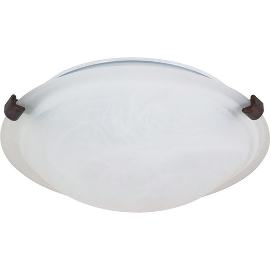 Nuvo 60-273 16in 2-Light Flush Mount | Traditional Alabaster Glass | Bathroom & Hallway Ceiling Light | 16.125 x 5 in, Damp Rated | Model 60-273