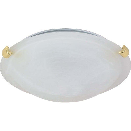 Nuvo 16in 2-Light Flush Mount | White Alabaster Glass | Bathroom & Hallway Ceiling Light | 16 x 5 in, Damp Rated | Model 60-275
