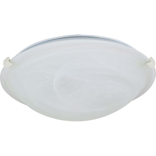 Nuvo 60-276 12in 1-Light Flush Mount | Traditional Alabaster Glass and White Metal | Bathroom & Hallway Ceiling Light | 12.5 x 12.5 x 4 in | Model 60-276