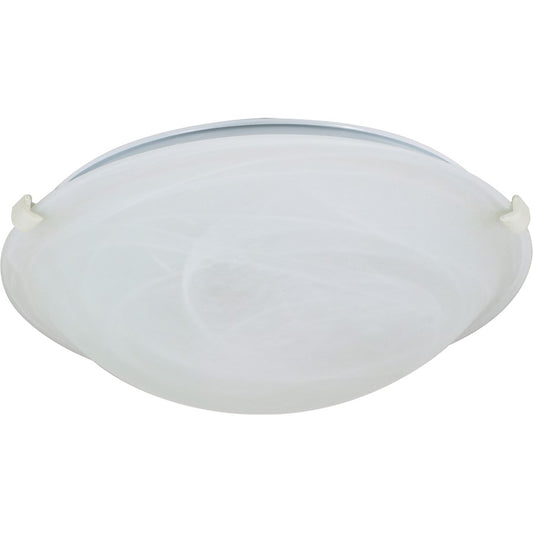 Nuvo 2-Light 16in Flush Mount | White Alabaster Glass | Bathroom & Hallway Ceiling Light | Damp Rated, 5in H | Model 60-277