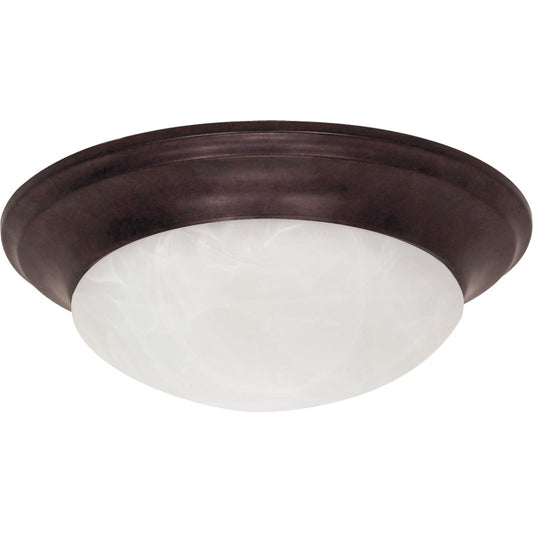 Nuvo 60-280 12in 1-Light Flush Mount | Traditional Old Bronze and Alabaster Glass | Hallway & Bathroom Ceiling Light | 11.5 x 11.5 x 4.5 in | Model 60-280