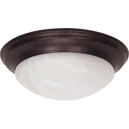 Nuvo 60-281 14in 2-Light Flush Mount | Traditional Old Bronze and Alabaster Glass | Bathroom & Hallway Ceiling Light | 14 x 14 x 5.5 in | Model 60-281