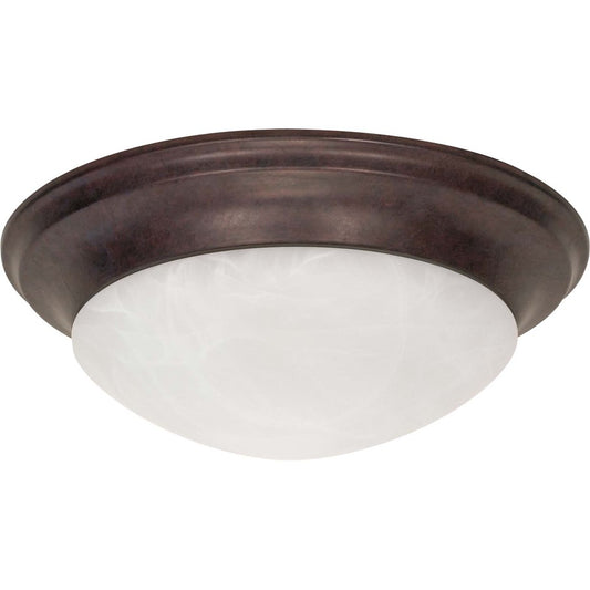Nuvo 60-282 17in 3-Light Flush Mount | Traditional Old Bronze and Alabaster Glass | Bathroom & Hallway Ceiling Light | 17 x 17 x 6 in | Model 60-282