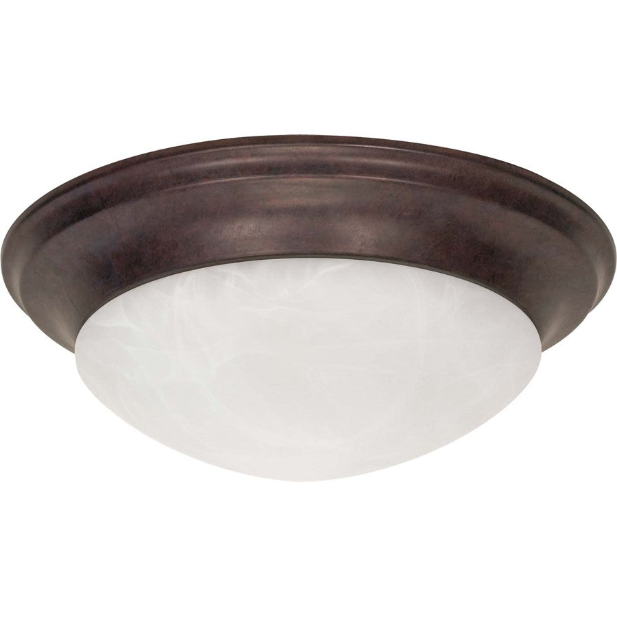 Nuvo 60-282 17in 3-Light Flush Mount | Traditional Old Bronze and Alabaster Glass | Bathroom & Hallway Ceiling Light | 17 x 17 x 6 in | Model 60-282