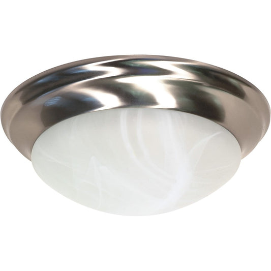 Nuvo 60-284 14in 2-Light Flush Mount | Brushed Nickel and Alabaster Glass | Bathroom & Hallway Ceiling Light | 14 x 14 x 5.5 in, Damp Rated | Model 60-284