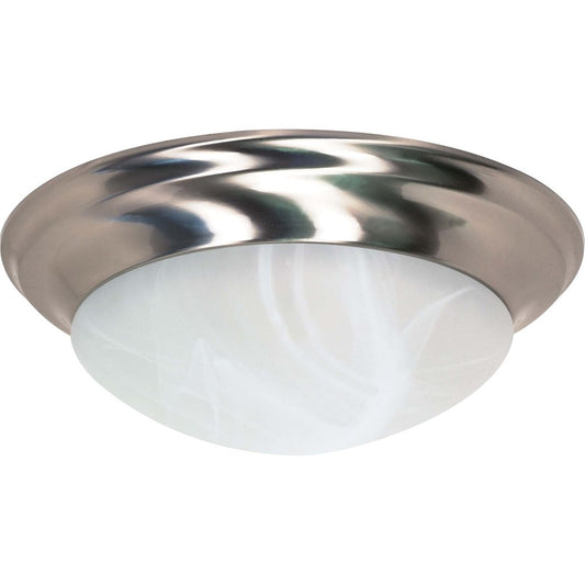 Nuvo 3-Light 17in Flush Mount | Brushed Nickel and Alabaster Glass | Bathroom & Hallway Ceiling Light | Damp Rated, 17 x 6 in | Model 60-285