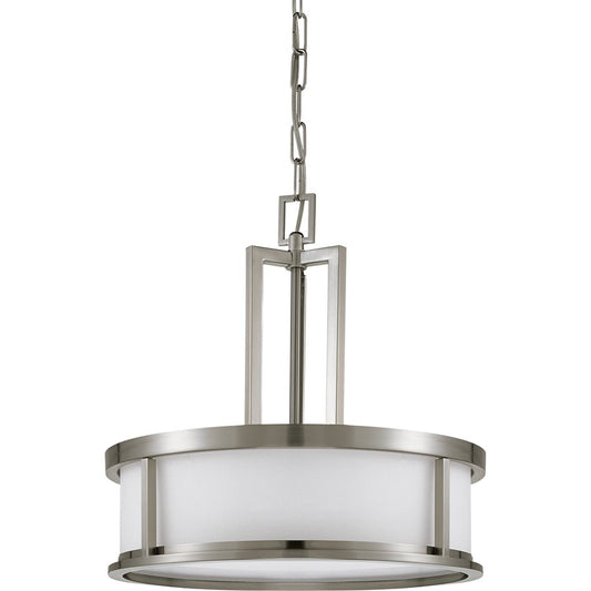 Nuvo Lighting Odeon 20in 4-Light Pendant | Art Deco Brushed Nickel and Satin White Glass | Kitchen Island & Dining Room | 20 x 20 x 17 in | Model 60-2857