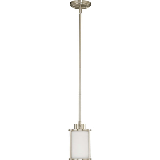 Nuvo Lighting Odeon 1-Light Mini Pendant | Art Deco Brushed Nickel and Satin White Glass | Kitchen Island & Dining Room | 5.125 x 46.875 in | Model 60-2866