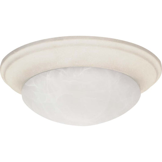 Nuvo 60-287 14in 2-Light Flush Mount | Textured White and Alabaster Glass | Bathroom & Hallway Ceiling Light | 14 x 14 x 5.5 in | Model 60-287