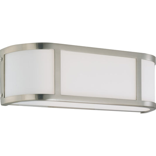 Nuvo Lighting Odeon 2-Light Wall Sconce | Art Deco Brushed Nickel and Satin White Glass | Bathroom Vanity & Hallway | 15.5 x 5 x 4.25 in | Model 60-2871