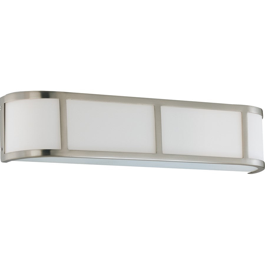 Nuvo Lighting Odeon 23.875in 3-Light Wall Sconce | Art Deco Brushed Nickel and Satin White Glass | Bathroom Vanity & Hallway | 23.875 x | Model 60-2873