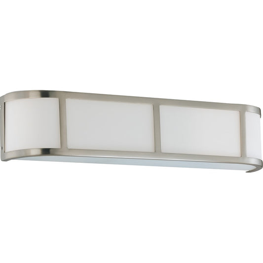 Nuvo Lighting Odeon 23.875in 3-Light Wall Sconce | Art Deco Brushed Nickel and Satin White Glass | Bathroom Vanity & Hallway | 23.875 x | Model 60-2873