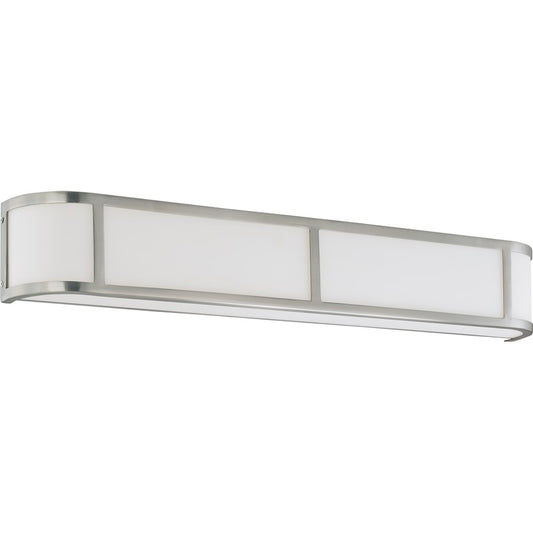 Nuvo Lighting Odeon 32in 4-Light Bathroom Vanity Light | Art Deco Brushed Nickel and Satin White Glass | Bathroom Vanity & Powder Room | Model 60-2875