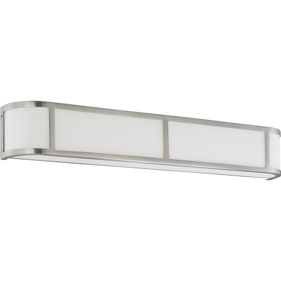 Nuvo Lighting Odeon 32in 4-Light Bathroom Vanity Light | Art Deco Brushed Nickel and Satin White Glass | Bathroom Vanity & Powder Room | Model 60-2875