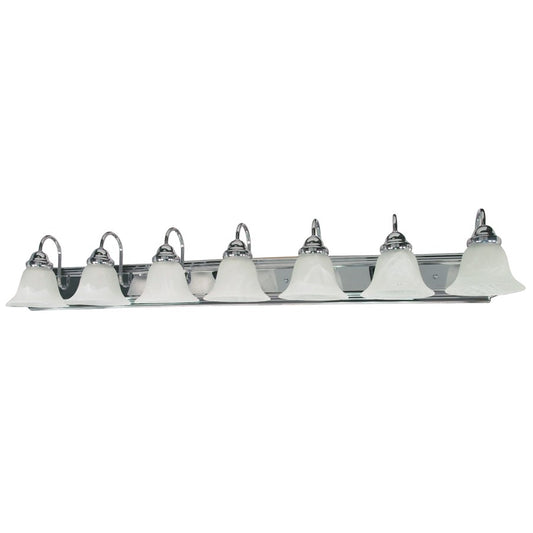 Nuvo Ballerina 48in 7-Light Vanity Light | Polished Chrome and Alabaster Glass | Bathroom Vanity | 8.5 x 48 x 7.625 in | Model 60-290