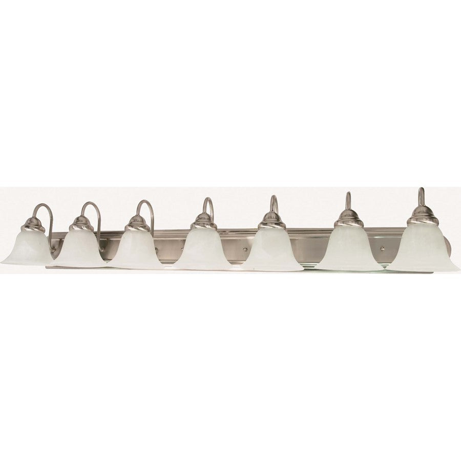 Nuvo Ballerina 48in 7-Light Vanity Light | Transitional Brushed Nickel and Alabaster Glass | Bathroom Vanity | 48 x 8.5 x 7.625 in | Model 60-291