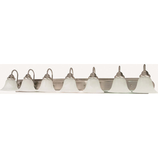 Nuvo Ballerina 48in 7-Light Vanity Light | Transitional Brushed Nickel and Alabaster Glass | Bathroom Vanity | 48 x 8.5 x 7.625 in | Model 60-291