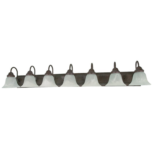Nuvo Ballerina 48in 7-Light Vanity Light | Traditional Old Bronze and Alabaster Glass | Bathroom Vanity | 48 x 8.5 x 7.625 in | Model 60-292