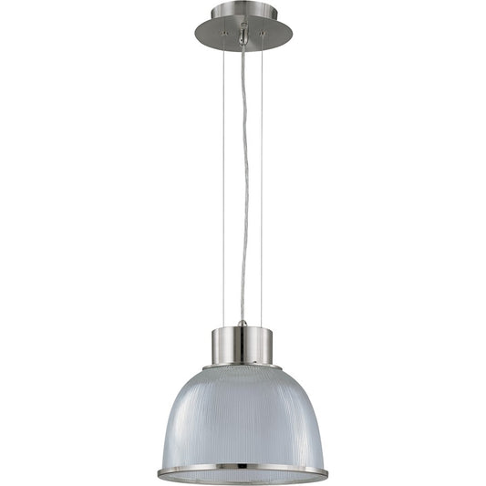Nuvo Gear 12in 1-Light Pendant | Industrial Brushed Nickel and Clear Prismatic Glass | Kitchen Island & Dining Room | 12.375 x 12.375 x | Model 60-2923
