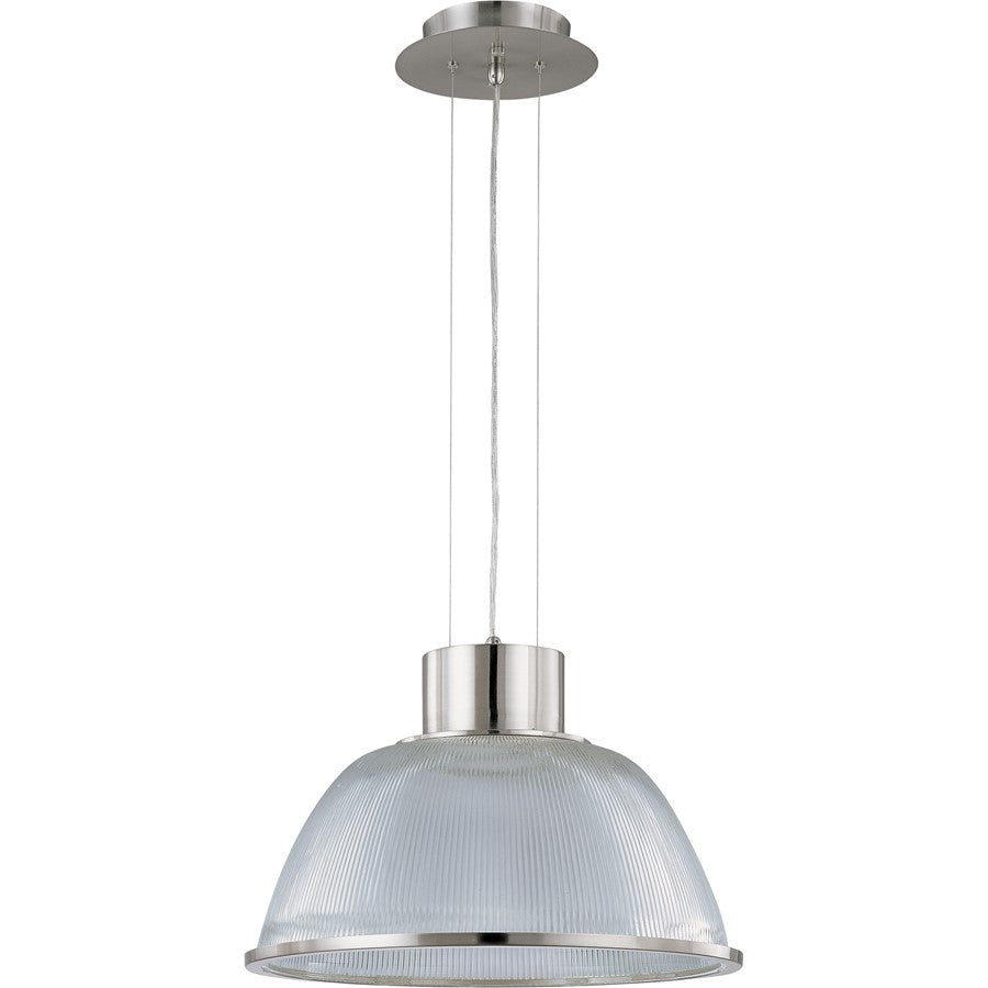 Nuvo Gear 20in 1-Light Pendant | Industrial Brushed Nickel and Clear Prismatic Glass | Kitchen Island & Dining Room | 23 x 23 x 15 in | Model 60-2925