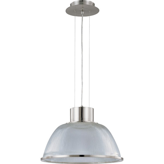 Nuvo Gear 20in 1-Light Pendant | Industrial Brushed Nickel and Clear Prismatic Glass | Kitchen Island & Dining Room | 23 x 23 x 15 in | Model 60-2925