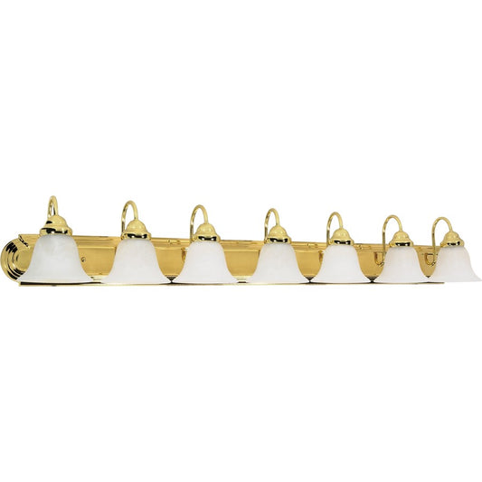 Nuvo Ballerina 48in 7-Light Vanity Light | Traditional Polished Brass and Alabaster Glass | Bathroom Vanity | 48 x 8.5 x 7.625 in | Model 60-293