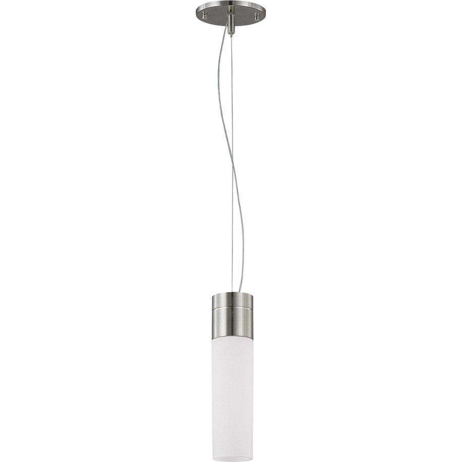 Nuvo Lighting Link 10.75in 1-Light Tube Pendant | Industrial Textured Black or Brushed Nickel and White Glass | Kitchen Island & Dining | Model 60-2932