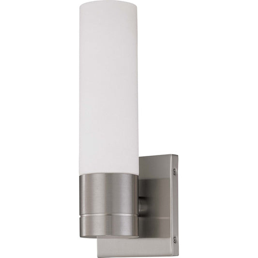 Nuvo Lighting Link 4.5in 1-Light Wall Sconce | Modern Brushed Nickel or Textured Black and White Glass | Bathroom Vanity & Hallway | 4.5 x | Model 60-2934